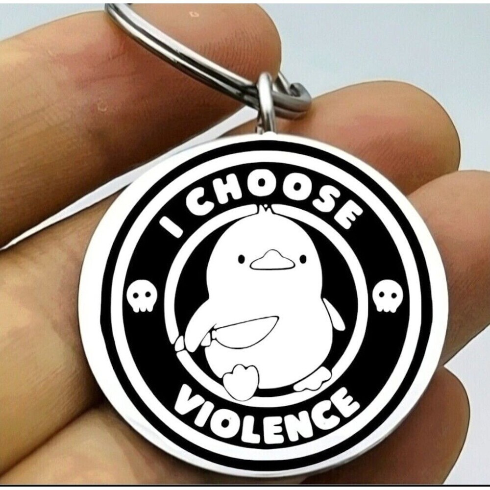 Funny Cute Duck Angry Emoji Hot Stainless Keychain